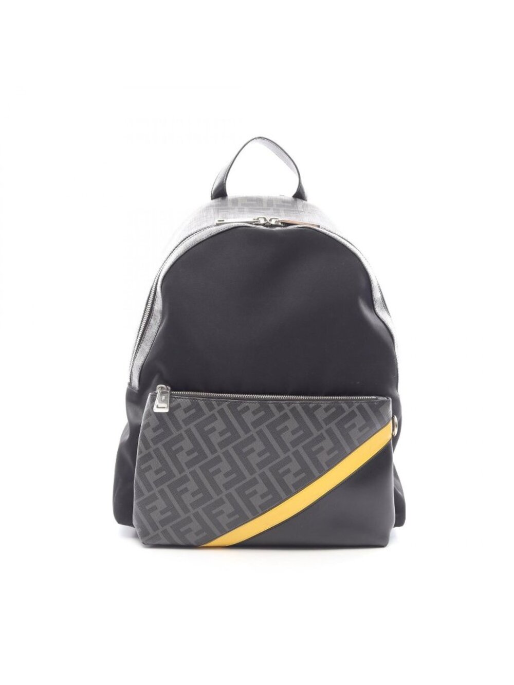 Fendi Backpack Diagonal Zucca Black Gray Yellow Nylon